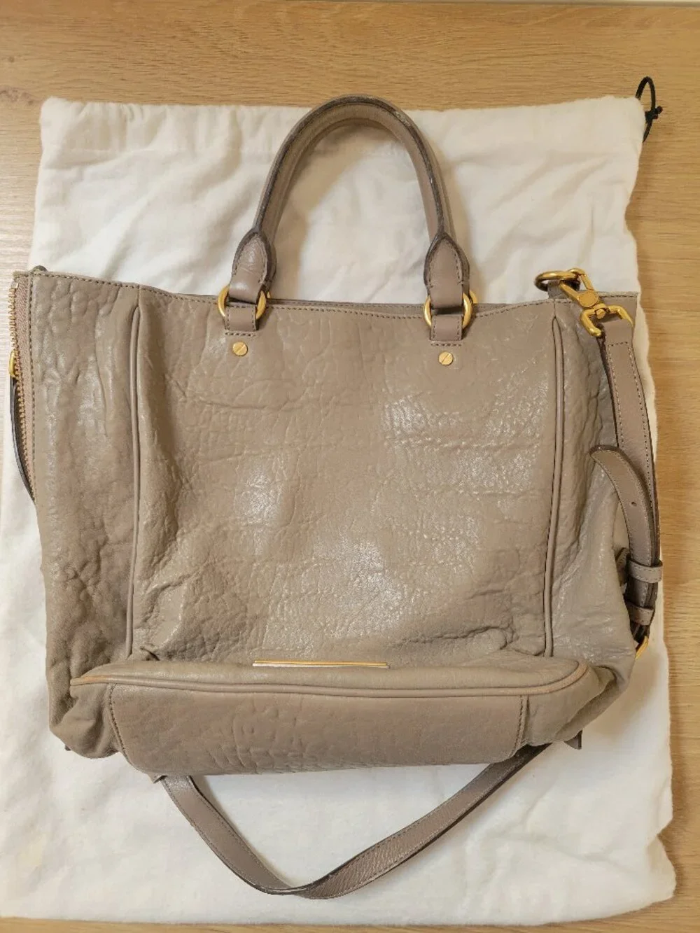 Marc by Marc Jacobs Gray Leather Tote Bag Crossbody Shoulder Handbag